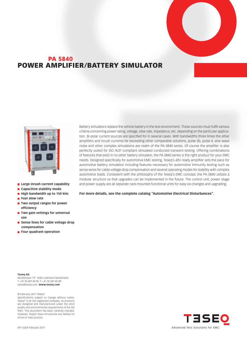 Atec Teseq-PA5840 User Manual | 1 page