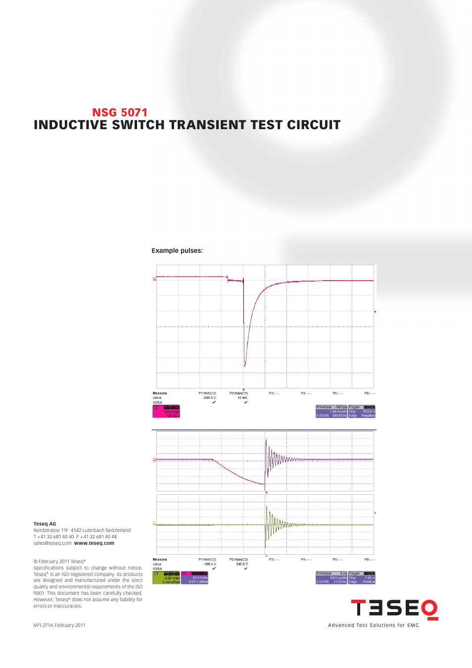 Inductive switch transient test circuit, Nsg 5071 | Atec Teseq-NSG_5071 User Manual | Page 2 / 2