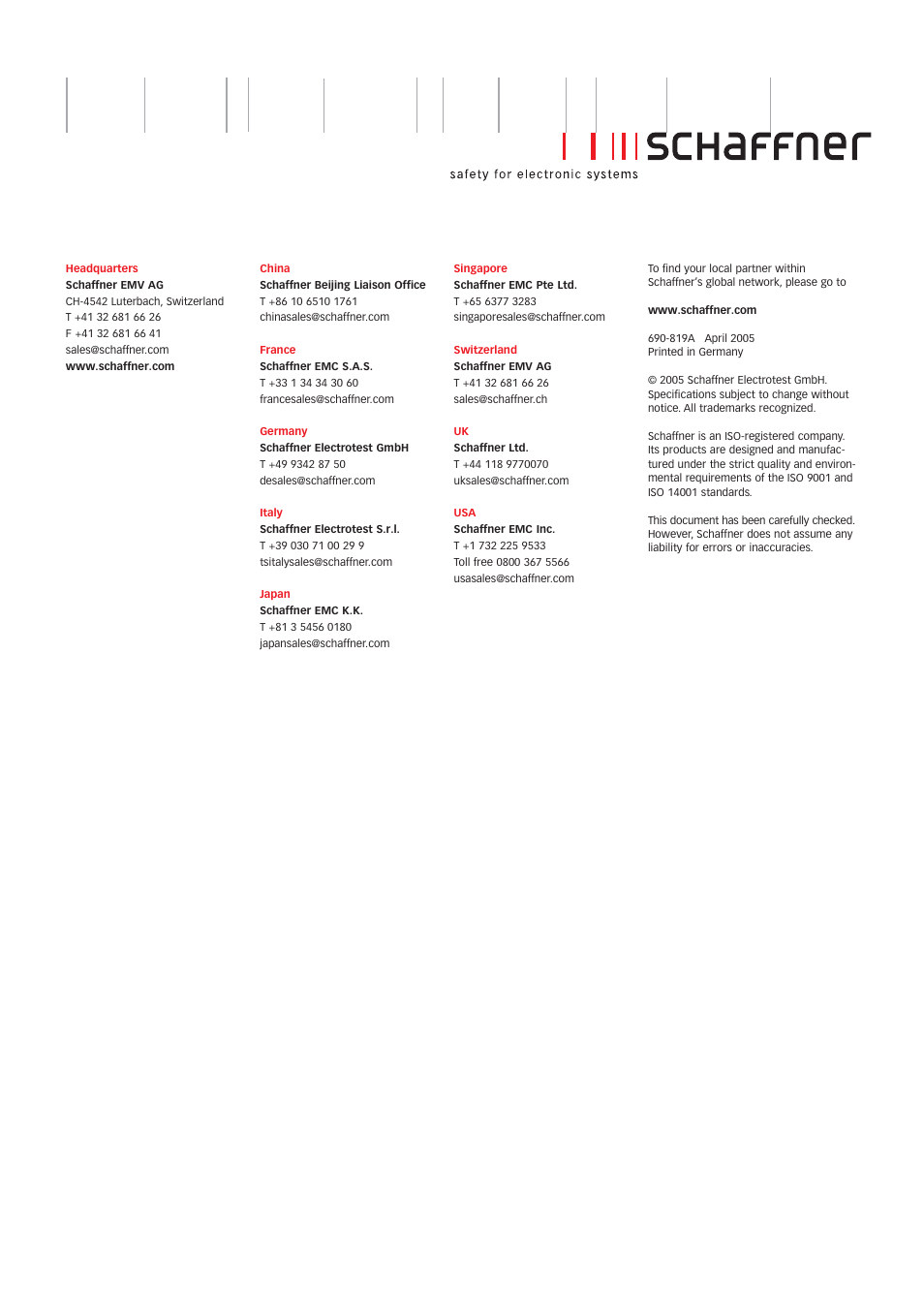 Atec Teseq-Schaffner-NSG-5500 User Manual | Page 8 / 8