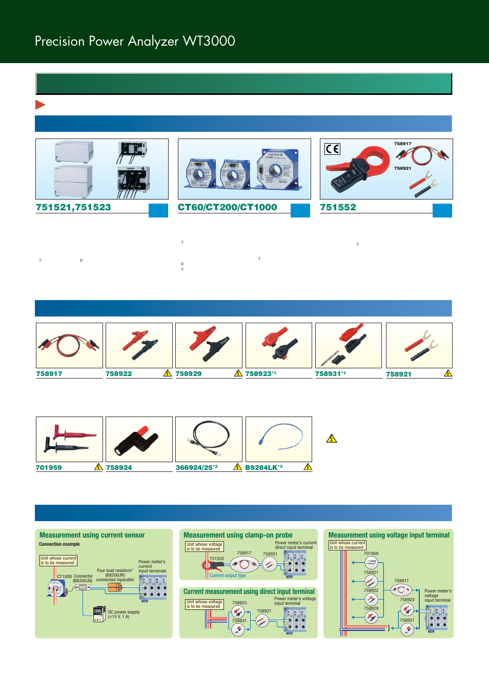 Accessories, Related products, Precision power analyzer wt3000 | Measurement using clamp-on probe | Atec Yokogawa-WT3000 User Manual | Page 10 / 20