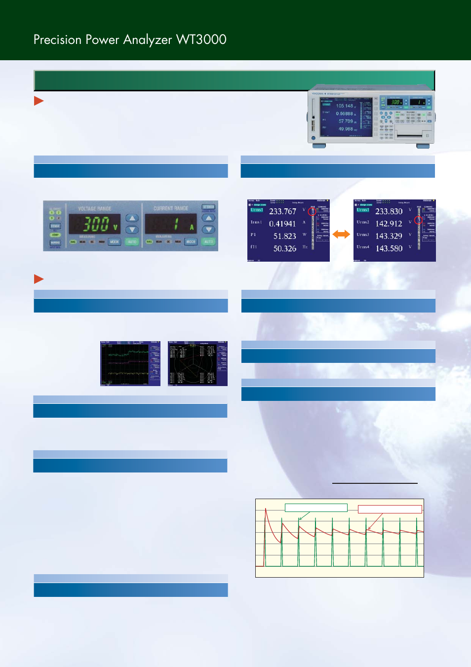 Functions, Wt3000 controls: simple to use, easy to view, A wide range of standard functions | Precision power analyzer wt3000, Range settings using direct key input, A variety of display formats, User-defined function, Efficiency calculation function, A variety of integration functions, 50ms data updating intervals | Atec Yokogawa-WT3000 User Manual | Page 4 / 20