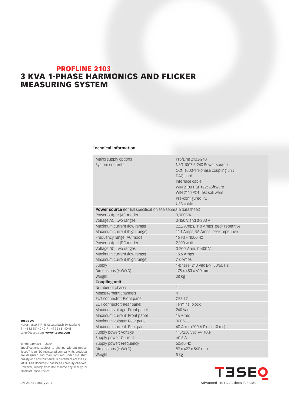 Profline 2103 | Atec Teseq-ProfLine_2103 User Manual | Page 2 / 3