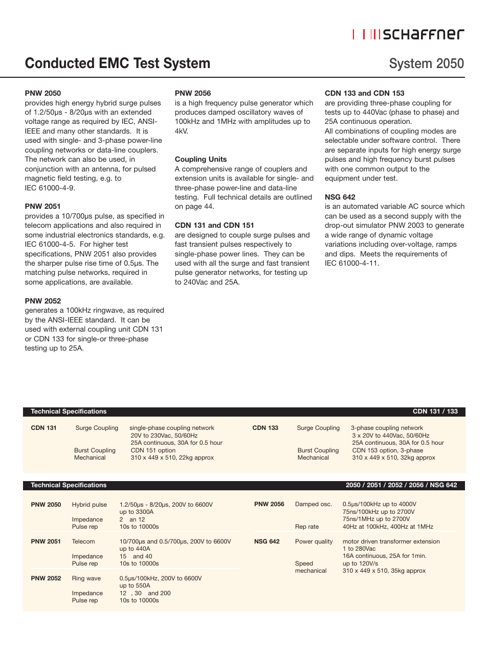 Conducted emc test system, System 2050 | Atec Teseq-Schaffner-NSG2050 User Manual | Page 3 / 4