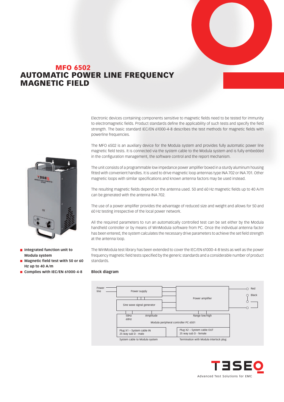 Atec Teseq-MFO-6502 User Manual | 2 pages