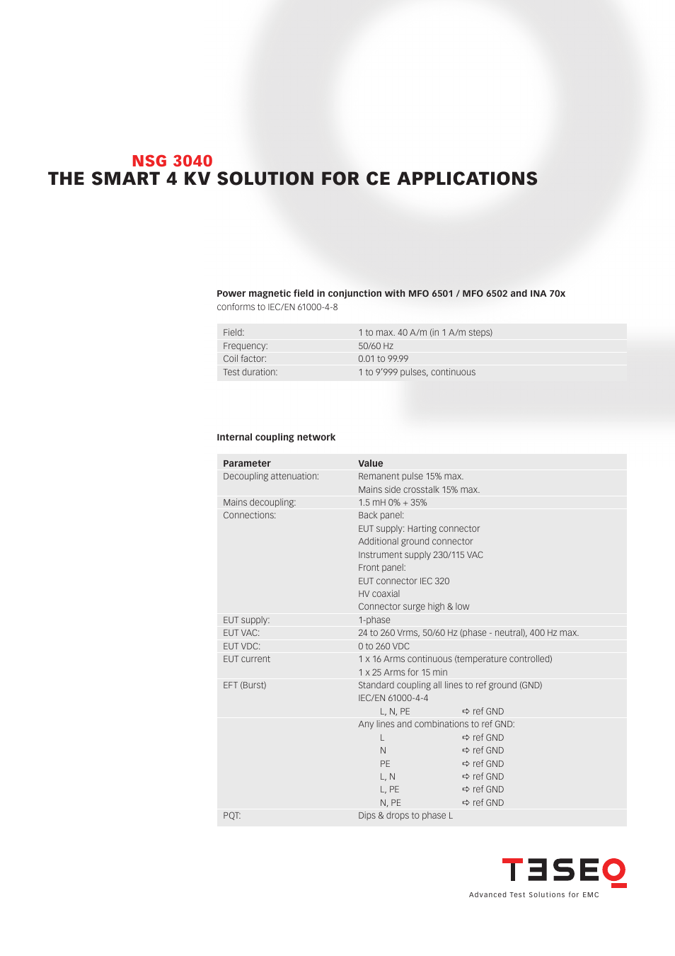 The smart 4 kv solution for ce applications, Nsg 3040 | Atec Teseq-Schaffner-NSG3040 User Manual | Page 4 / 5