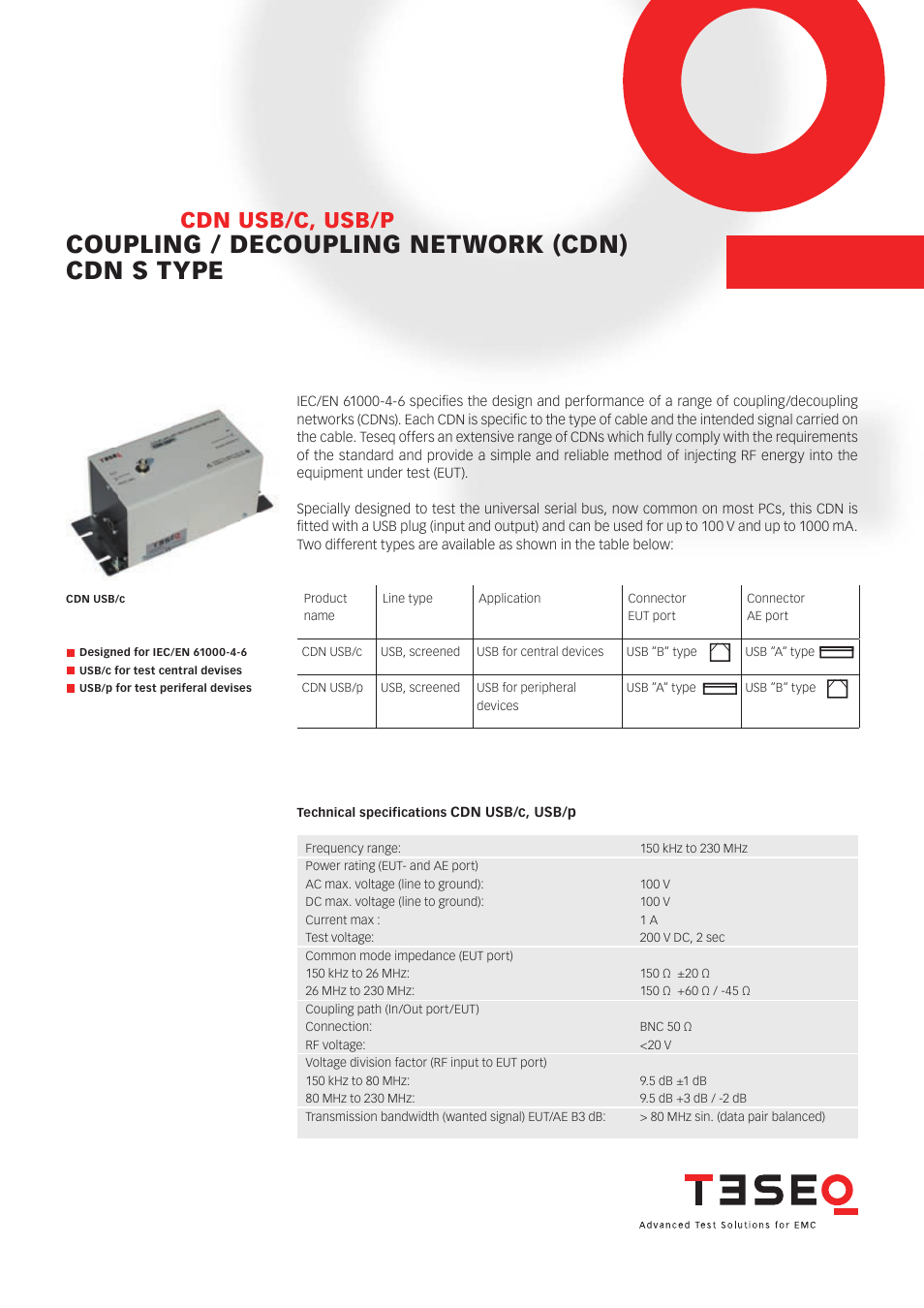 Atec Teseq-CDN_USB User Manual | 3 pages