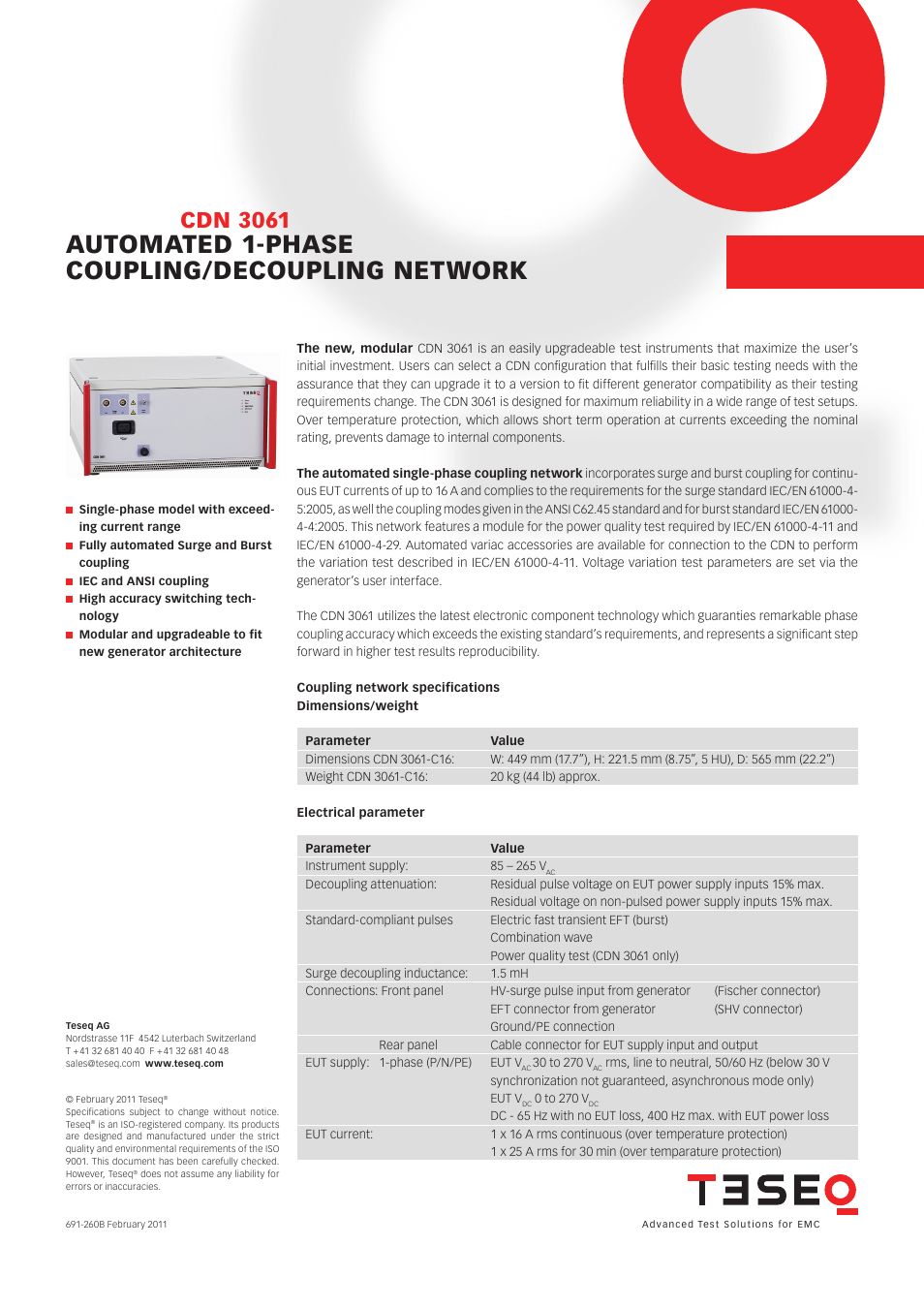 Atec Teseq-CDN_3061 User Manual | 1 page