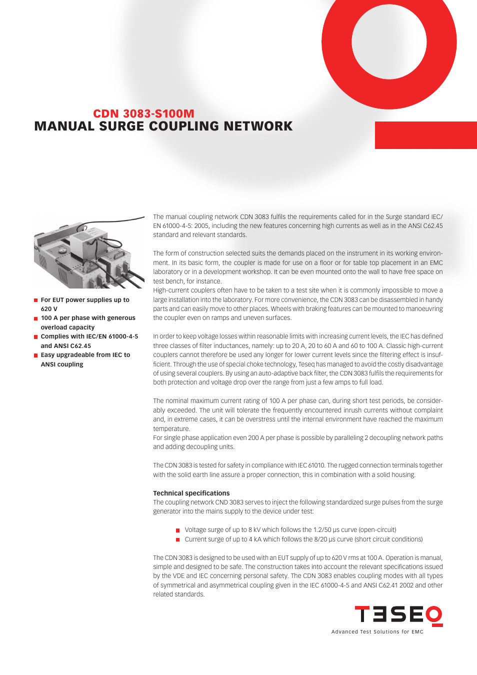 Atec Teseq-Schaffner-CDN3083-S100M User Manual | 2 pages