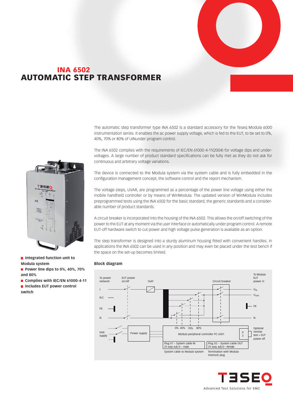 Atec Teseq-Schaffner-INA6502 User Manual | 2 pages