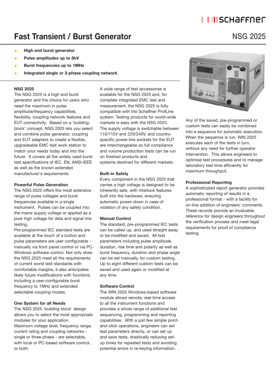 Atec Teseq-Schaffner-NSG2025 User Manual | 2 pages