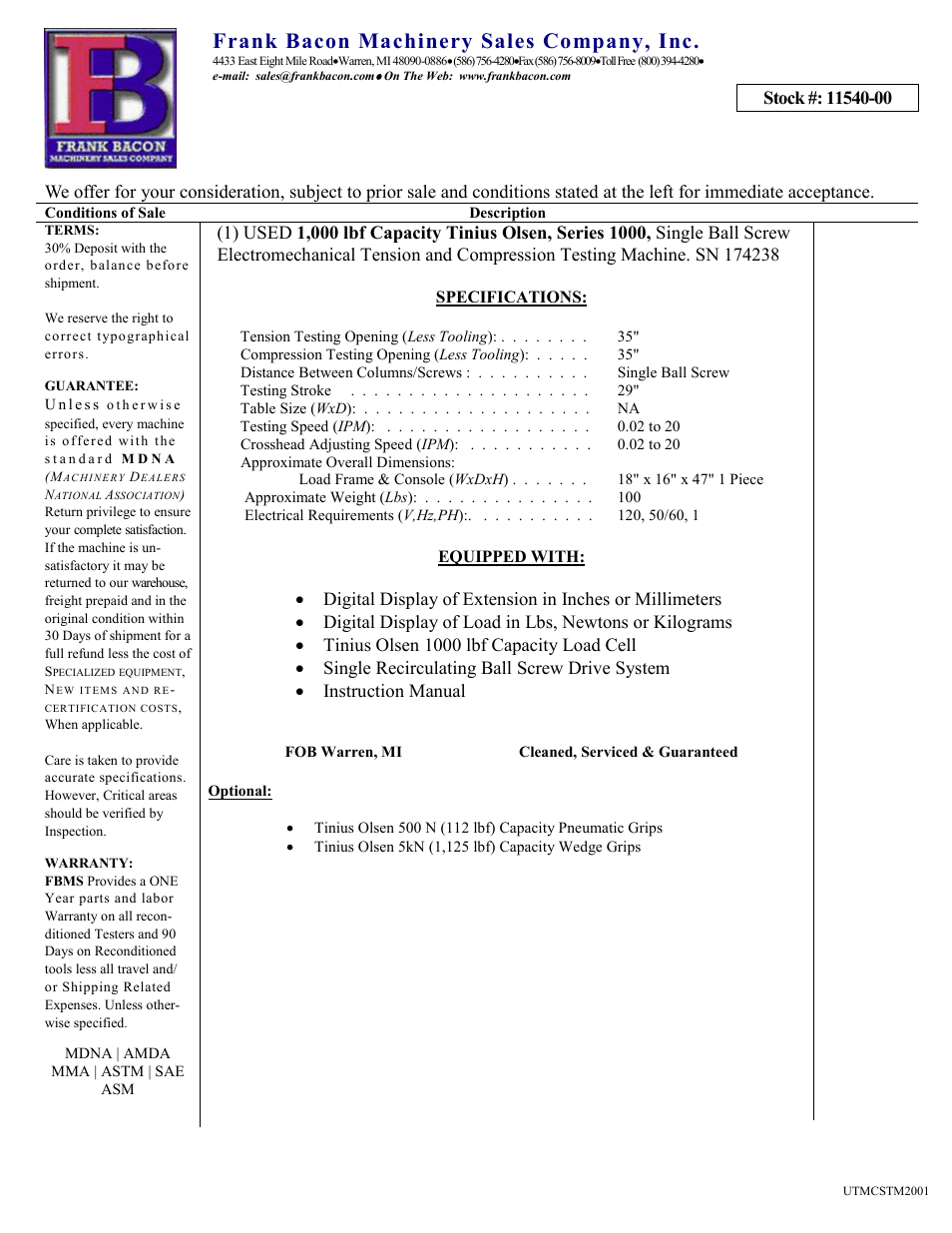 Atec Tinius-Olsen-1000 User Manual | 1 page