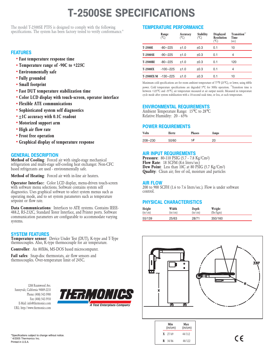 T-2500se specifications | Atec Thermonics-T-2500SE User Manual | Page 6 / 6