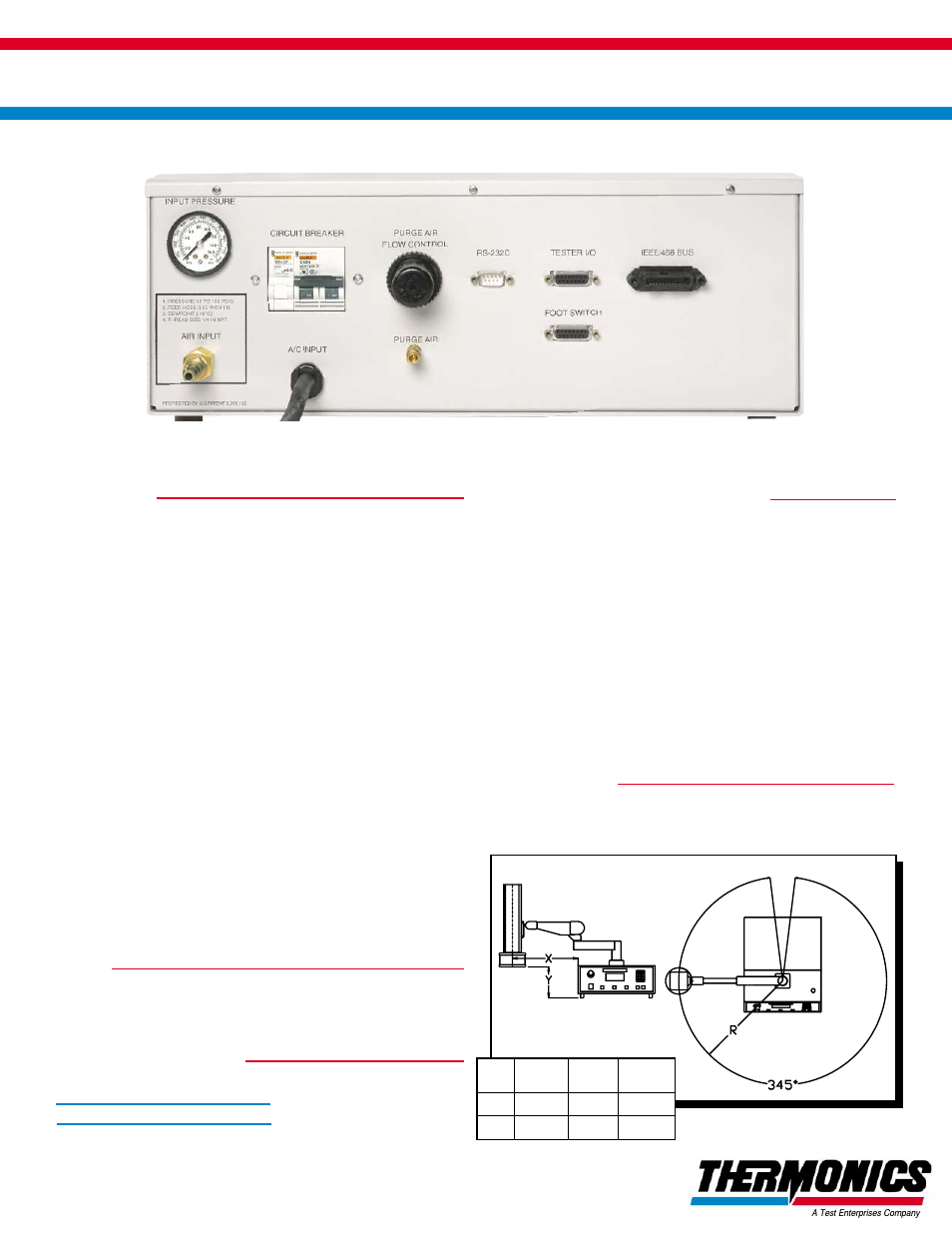 T-2600bv specifications, Rear panel of t-2600bv | Atec Thermonics-T-2600BV User Manual | Page 2 / 2