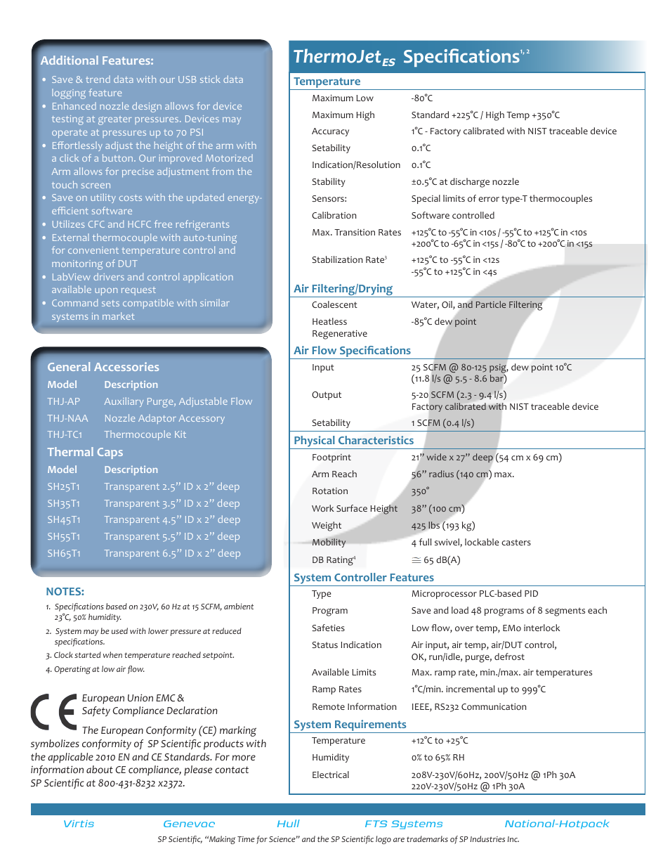 Thermojet, Specifications | Atec SP-Scientific-ThermoJet-ES User Manual | Page 2 / 2