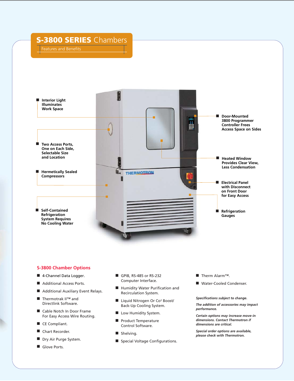 S-3800 series chambers | Atec Thermotron-S-3800_S-SM User Manual | Page 3 / 4