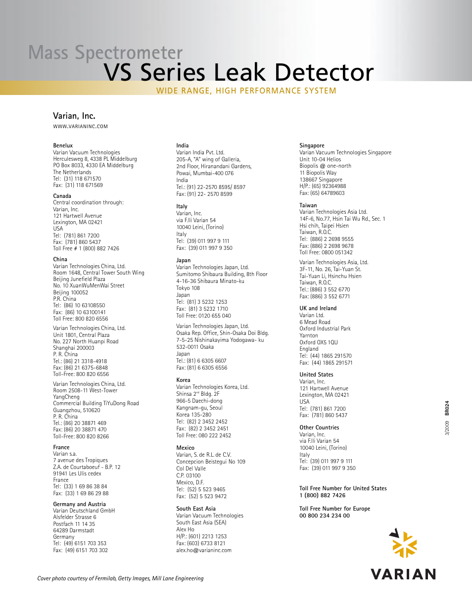 Vs series leak detector, Mass spectrometer, Varian, inc | Wide range, high performance system | Atec Varian-VS Series User Manual | Page 6 / 6