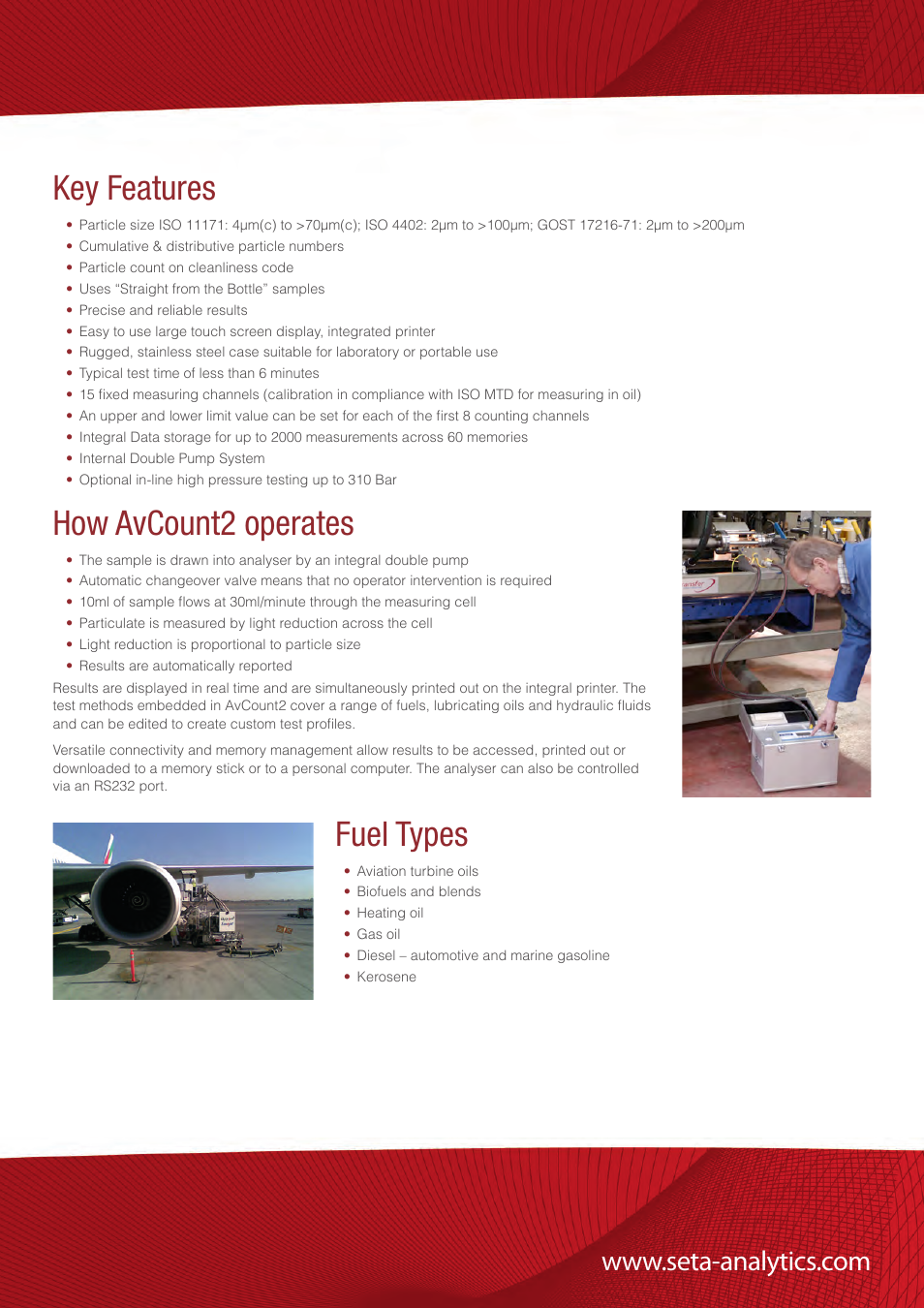 Key features, How avcount2 operates, Fuel types | Atec StanhopeSeta-Avcount2 User Manual | Page 3 / 4