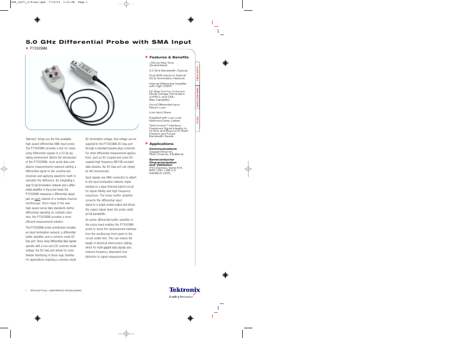 Atec Tektronix-P7350SMA User Manual | 2 pages