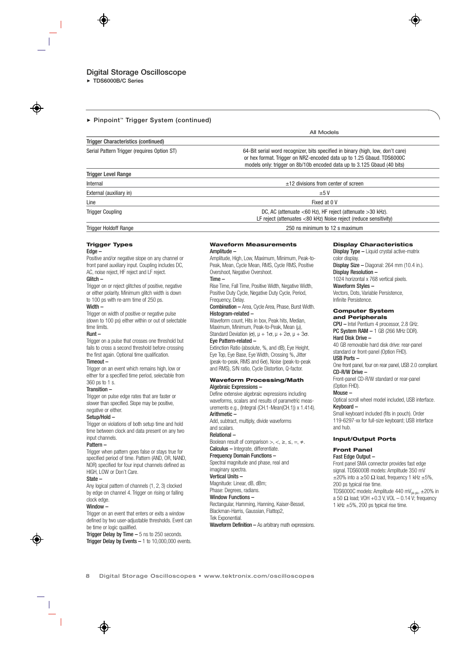 Digital storage oscilloscope | Atec Tektronix-TDS6804B User Manual | Page 8 / 12