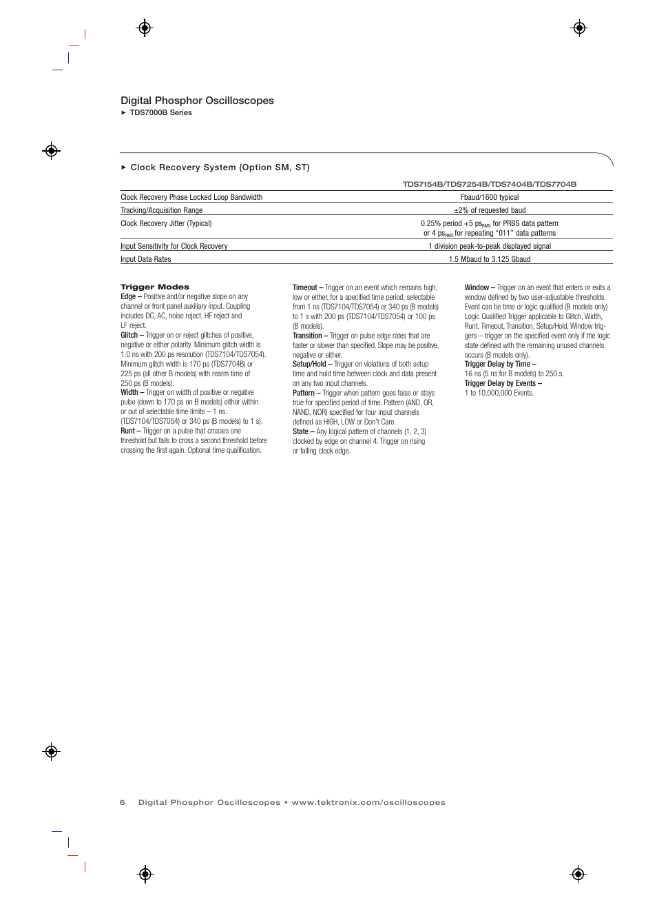 Digital phosphor oscilloscopes | Atec Tektronix-TDS7000B Series User Manual | Page 6 / 12