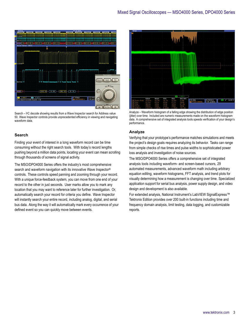 Search, Analyze | Atec Tektronix-MSO4000 Series User Manual | Page 3 / 20