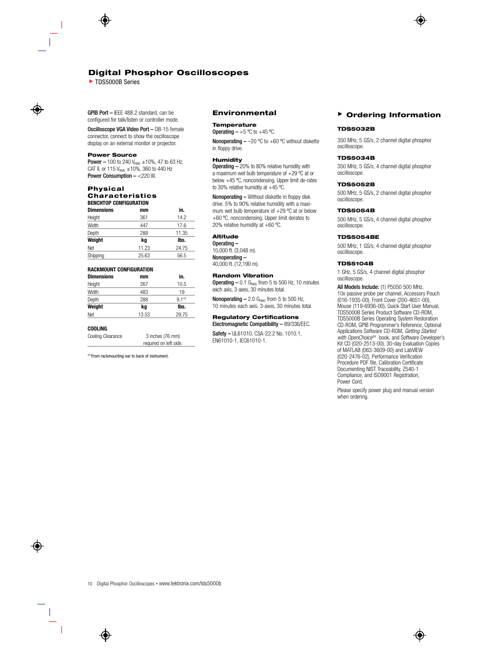 Digital phosphor oscilloscopes | Atec Tektronix-TDS5000B Series User Manual | Page 10 / 12