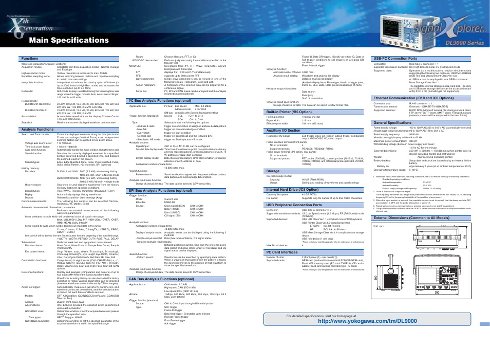 Main specifications | Atec Yokogawa-DL9000 Series User Manual | Page 6 / 7