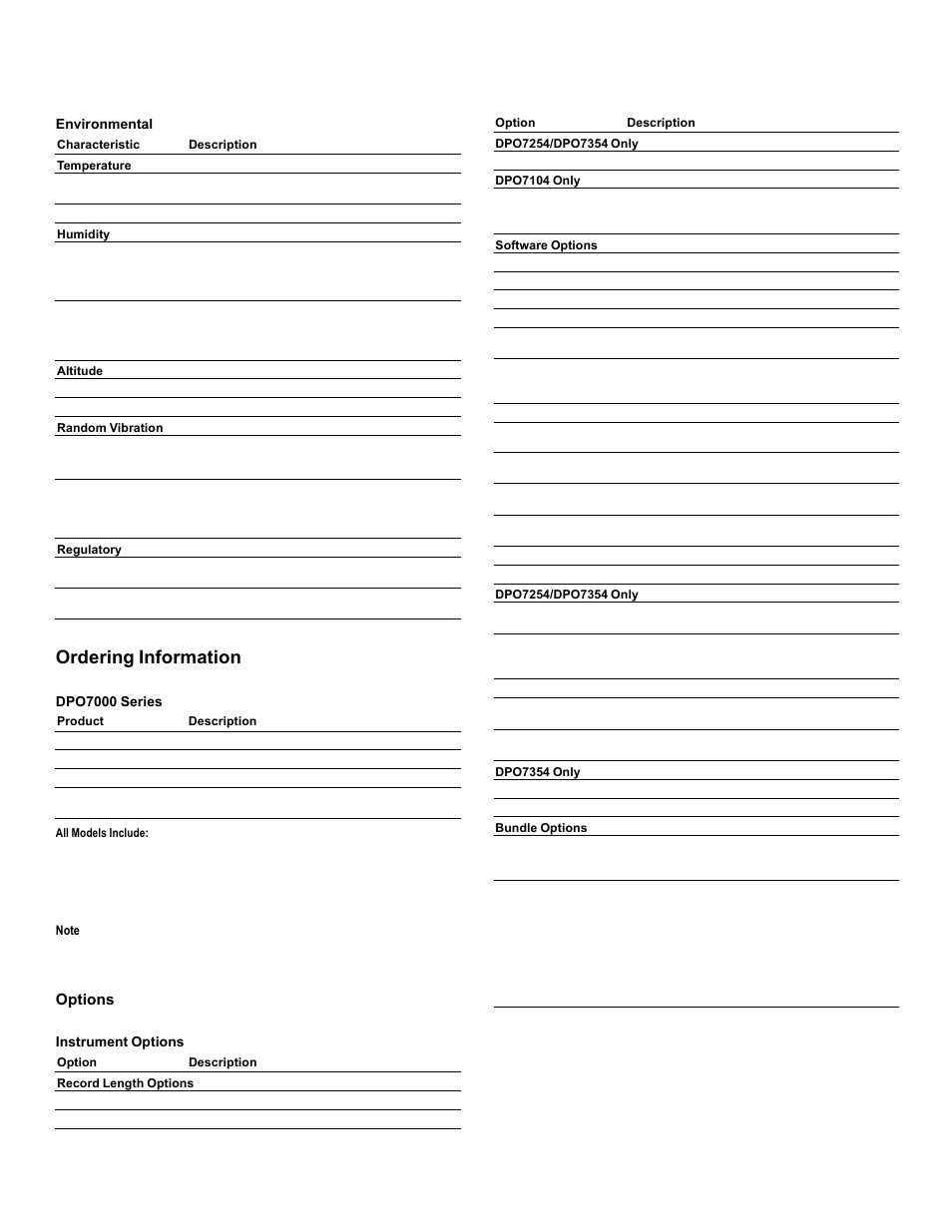 Ordering information, Options, Data sheet | Atec Tektronix-DPO7000 Series User Manual | Page 16 / 20