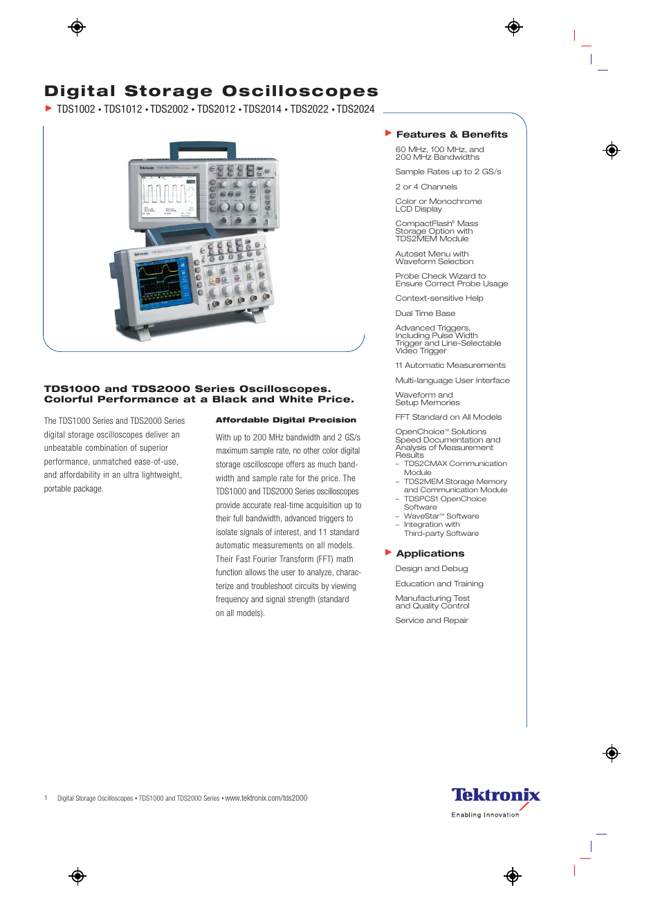 Atec Tektronix-TDS1000-2000 Series User Manual | 8 pages