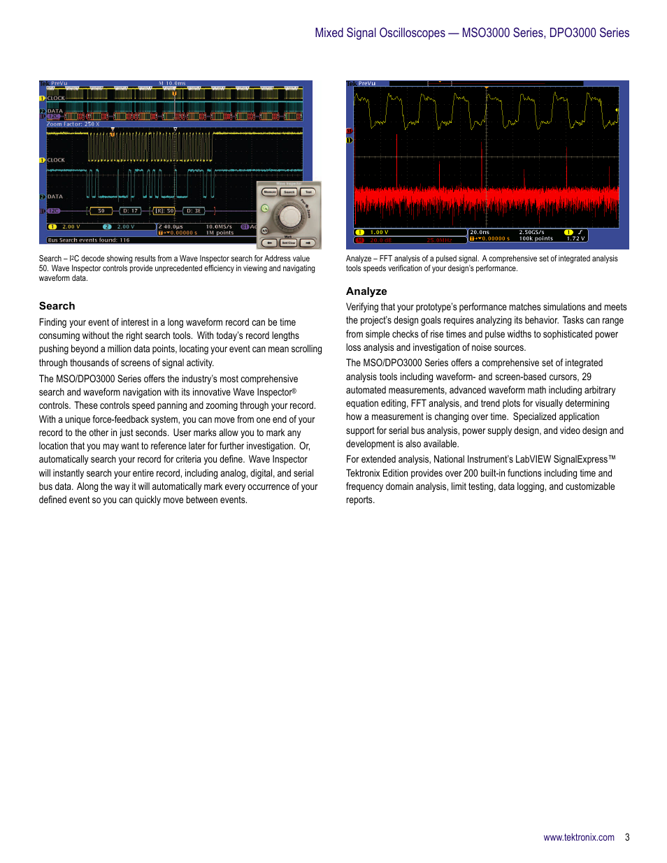 Search, Analyze | Atec Tektronix-DPO3000 Series User Manual | Page 3 / 18