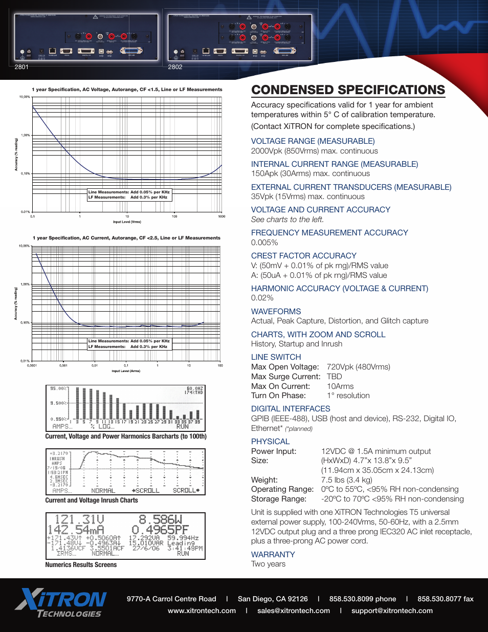 Condensed specifications | Atec Xitron-2802 User Manual | Page 2 / 2