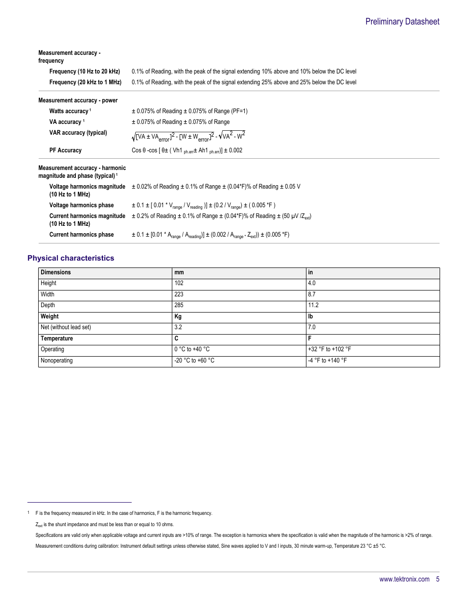 Preliminary datasheet | Atec Tektronix-PA1000 User Manual | Page 5 / 8