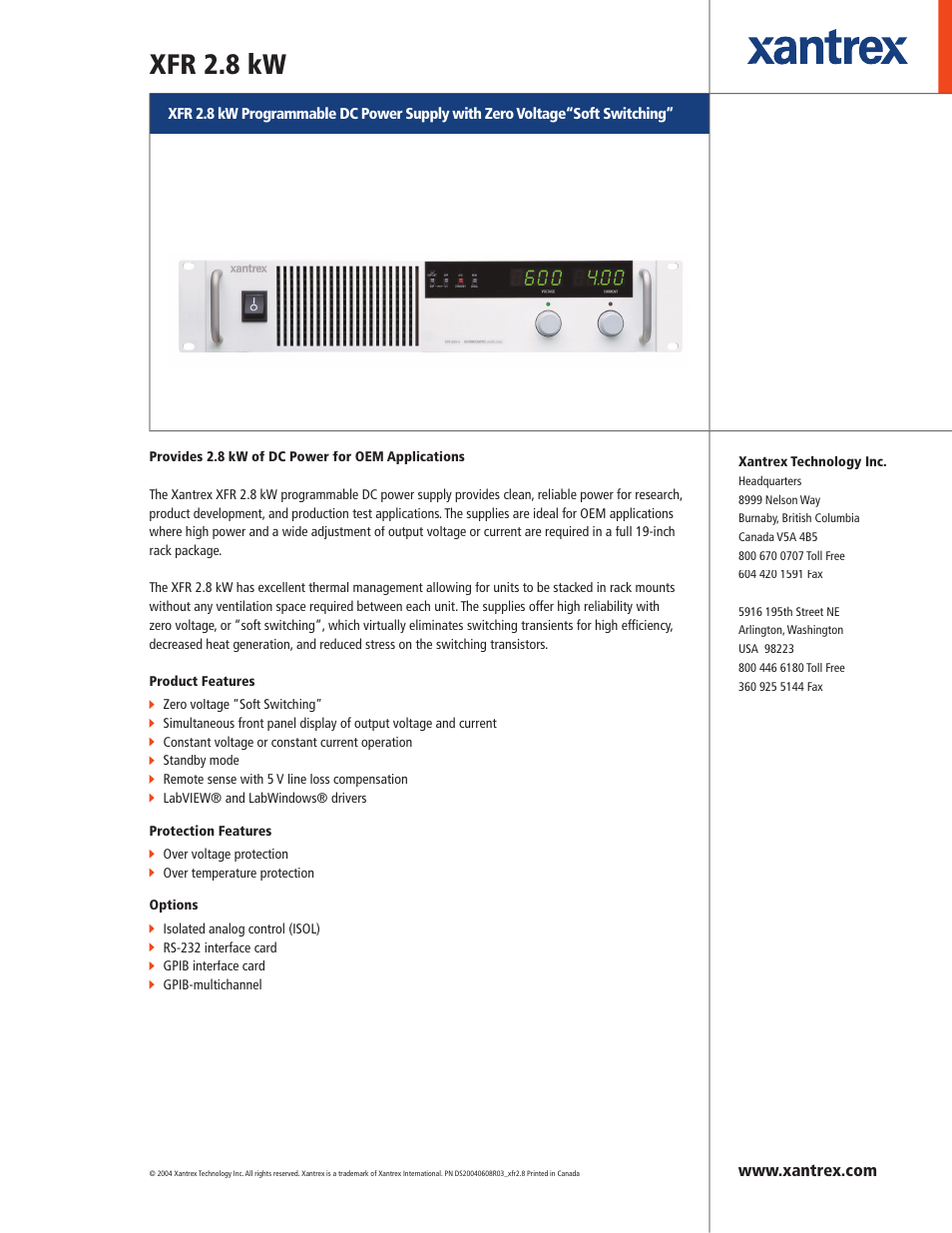 Atec Xantrex-XFR Series User Manual | 2 pages