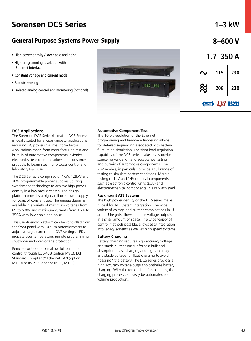 Atec Sorensen-DCS Series User Manual | 8 pages