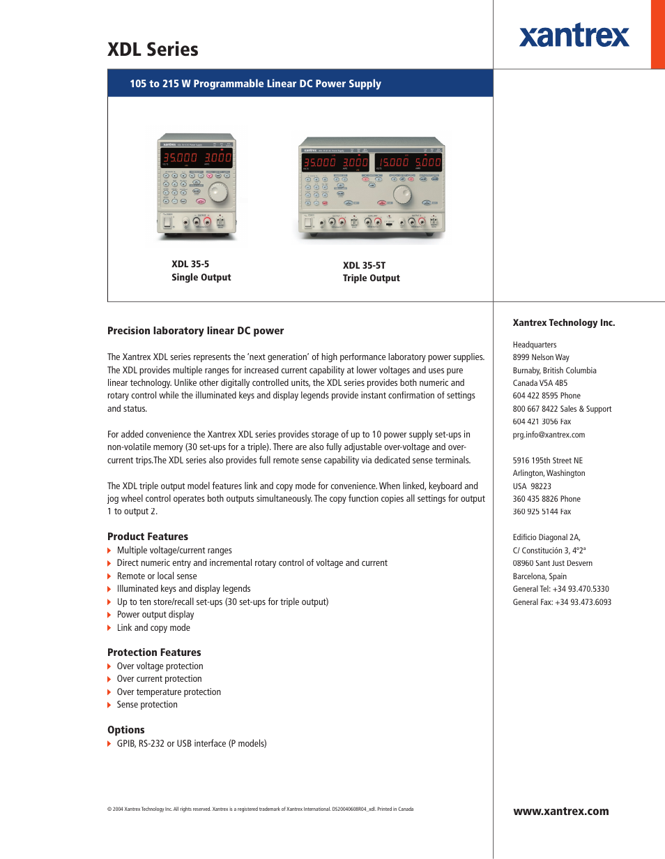 Atec Xantrex-XDL Series User Manual | 2 pages