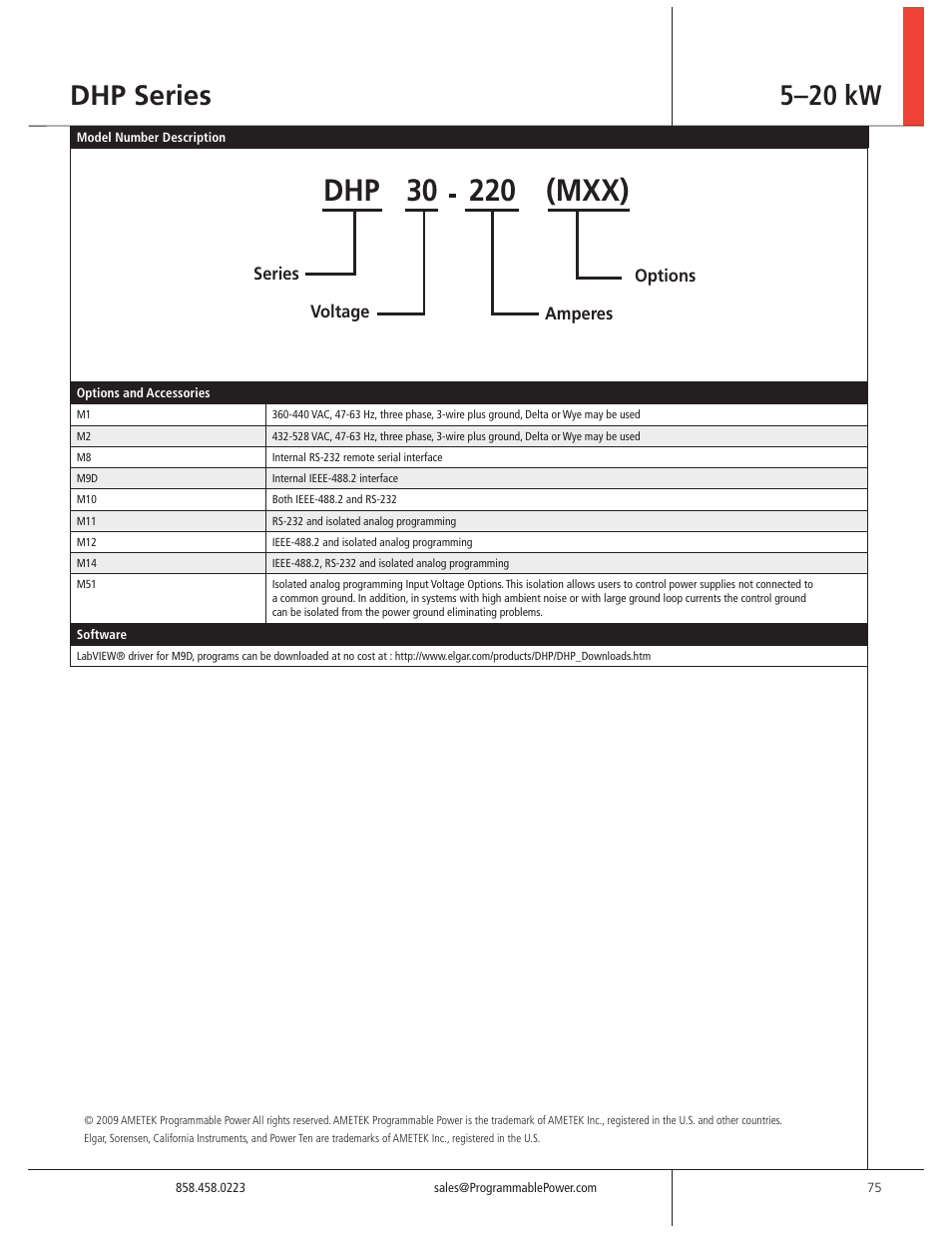 Dhp 30, Mxx), Dhp series | 5–20 kw | Atec Sorensen-DHP Series User Manual | Page 5 / 6