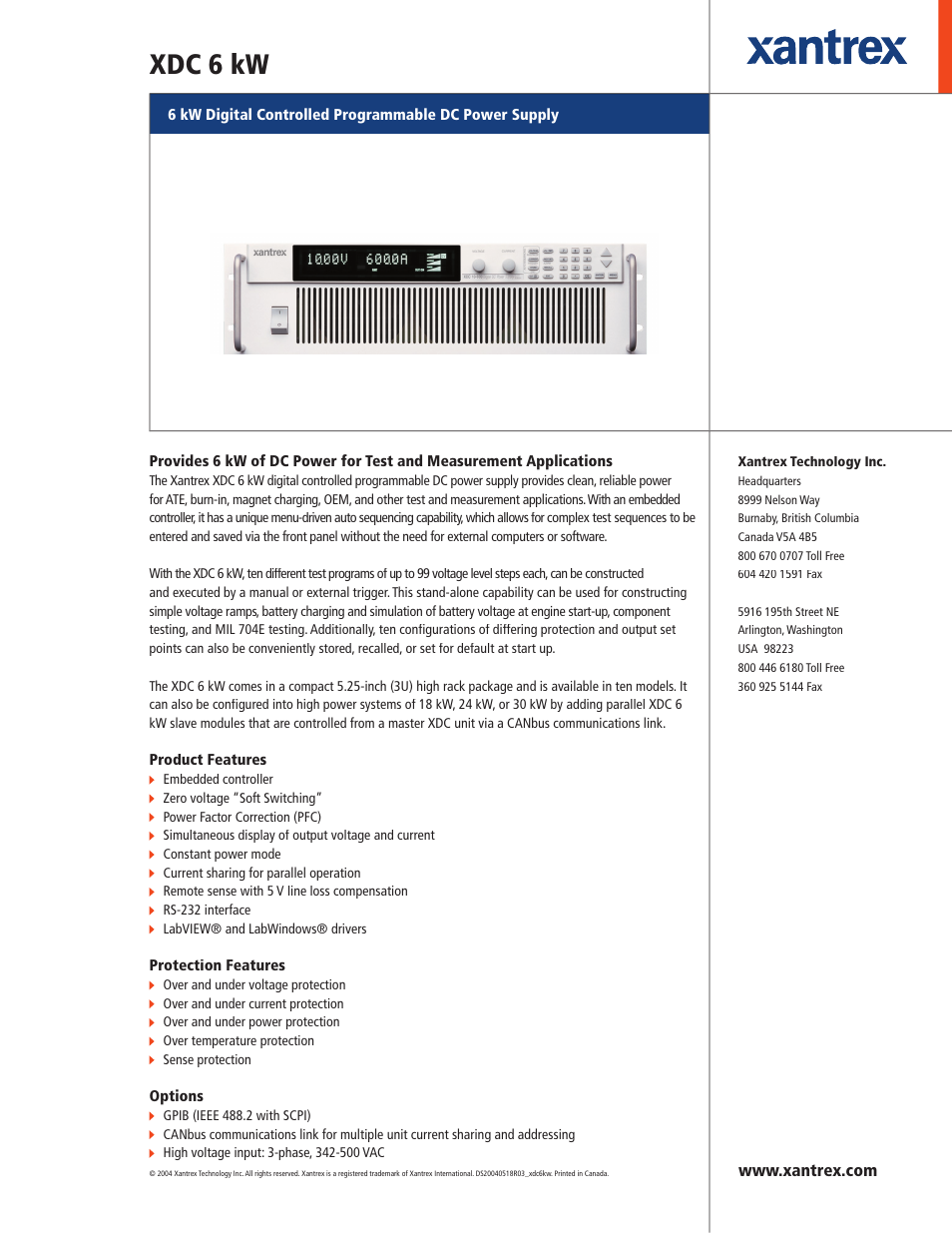 Atec Xantrex-XDC60-100 User Manual | 2 pages
