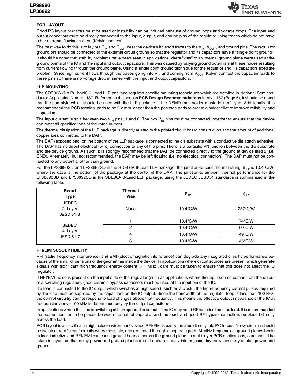 Pcb layout, Llp mounting, Rfi/emi susceptibility | Atec Superior-Electric-L116b User Manual | Page 14 / 18