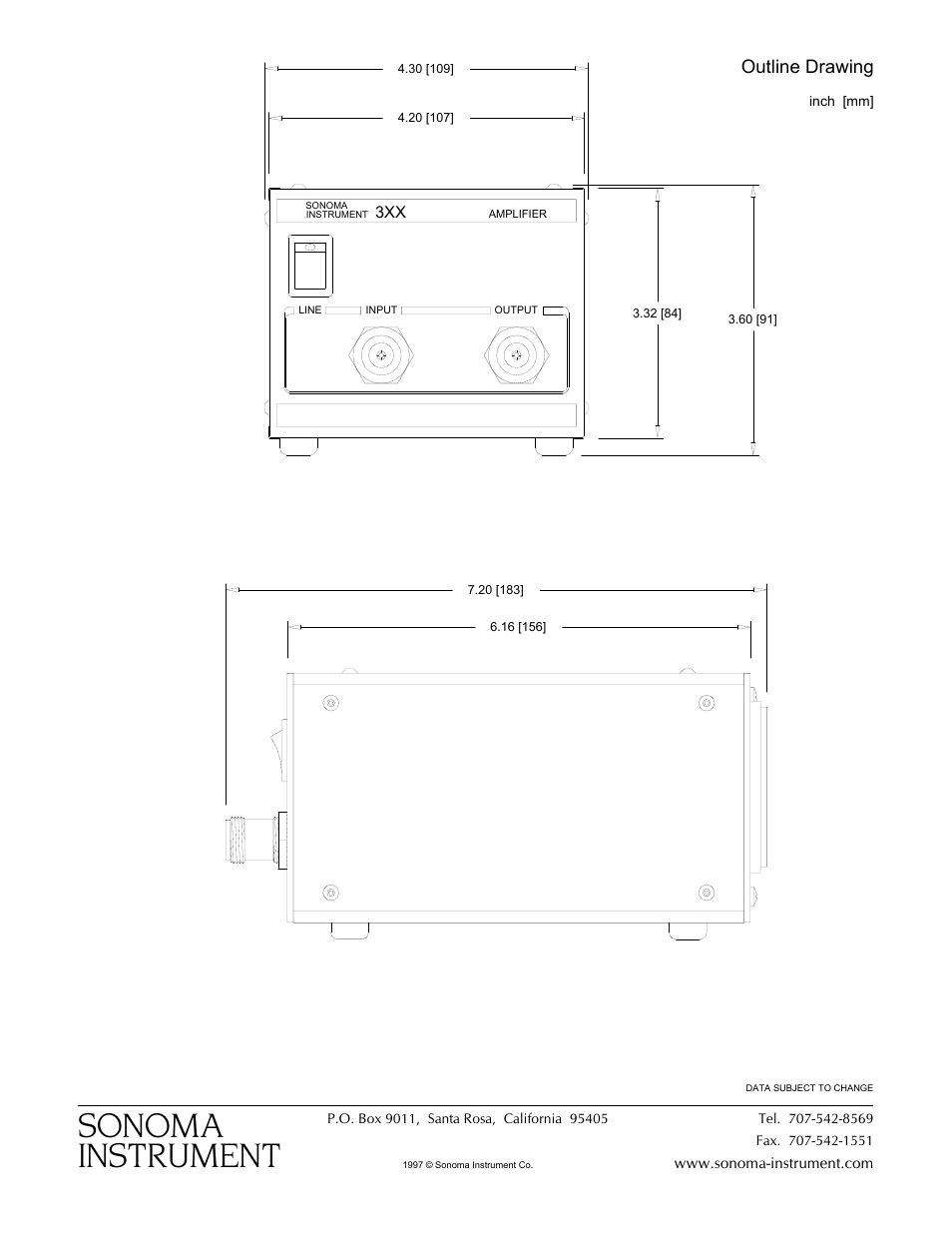 Sonoma instrument, Outline drawing | Atec Sonoma-Instrument-330 User Manual | Page 3 / 3