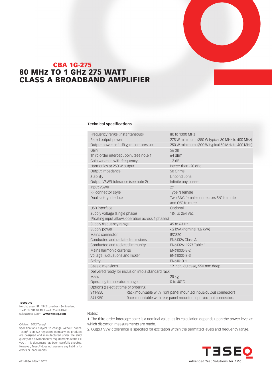 Cba 1g-275 | Atec Teseq-Schaffner-CBA1G-275 User Manual | Page 2 / 2