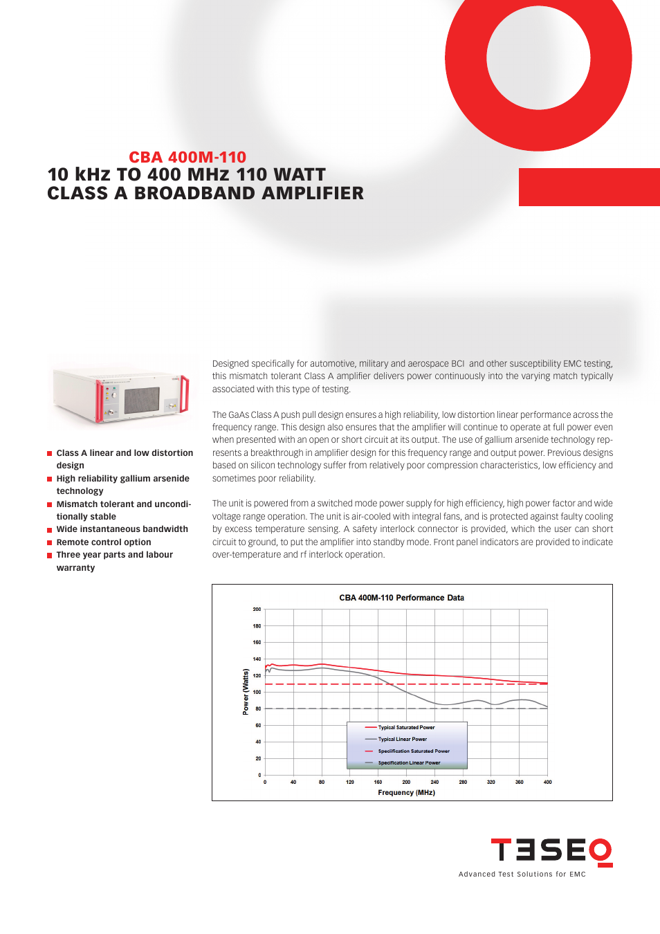 Atec Teseq-Schaffner-CBA400M-110 User Manual | 2 pages