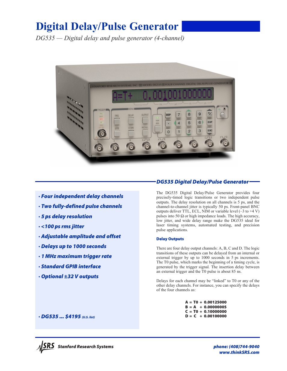 Atec Stanford-DG535 User Manual | 4 pages