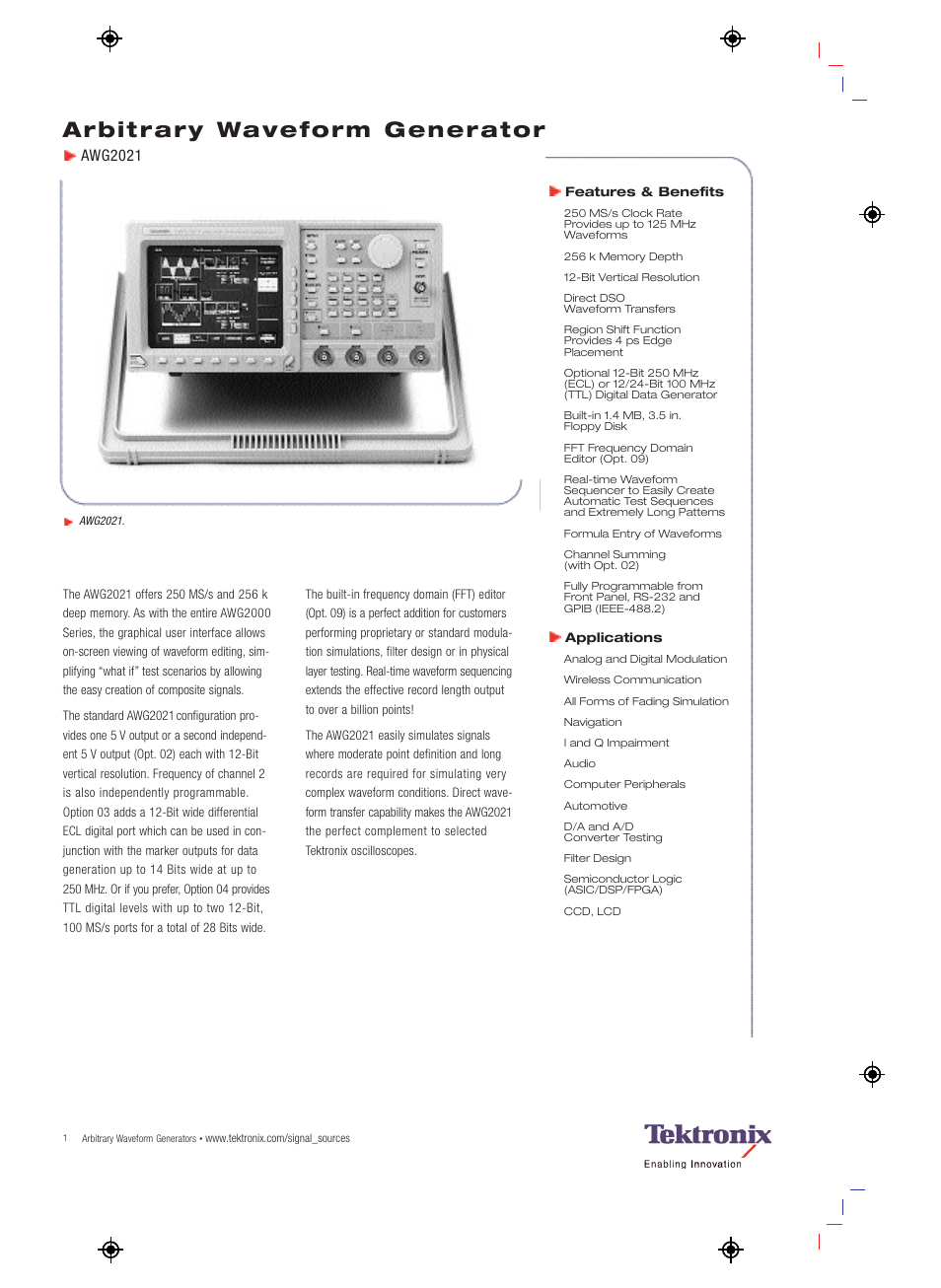 Atec Tektronix-AWG2021 User Manual | 4 pages