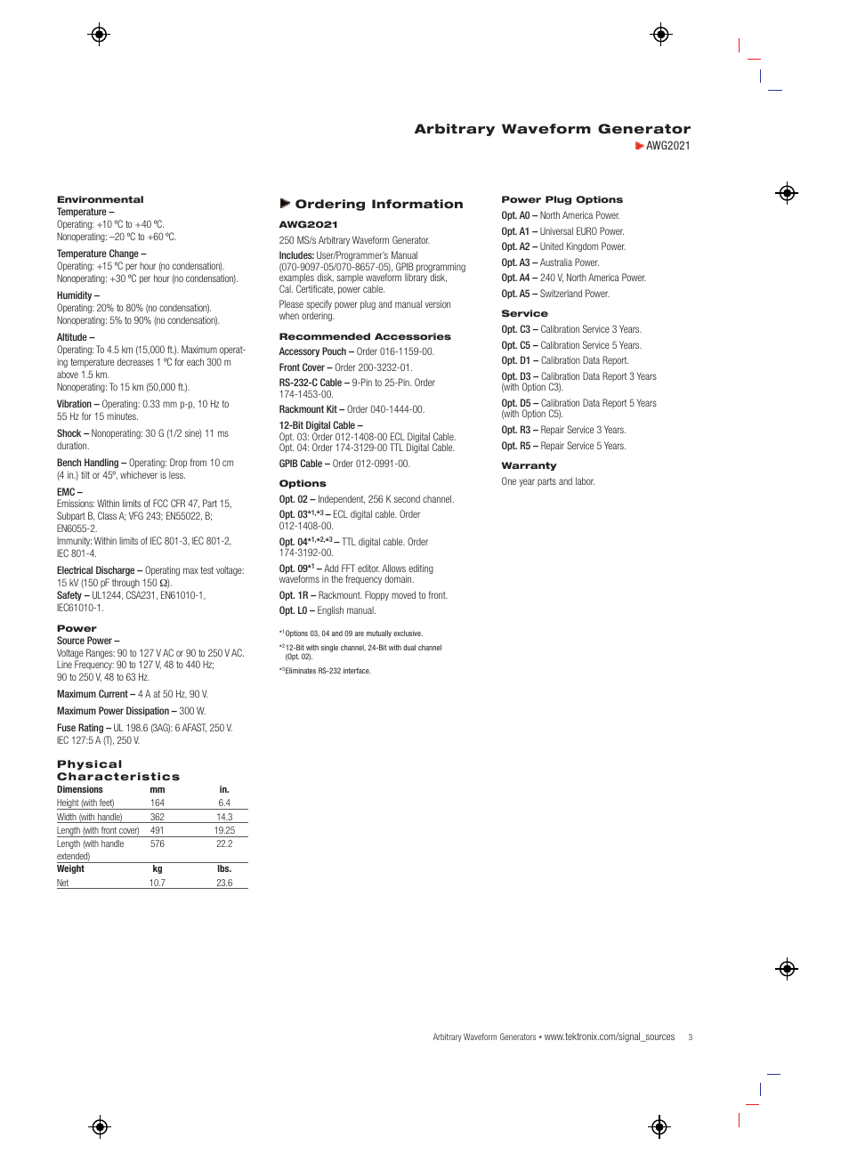 Arbitrary waveform generator | Atec Tektronix-AWG2021 User Manual | Page 3 / 4