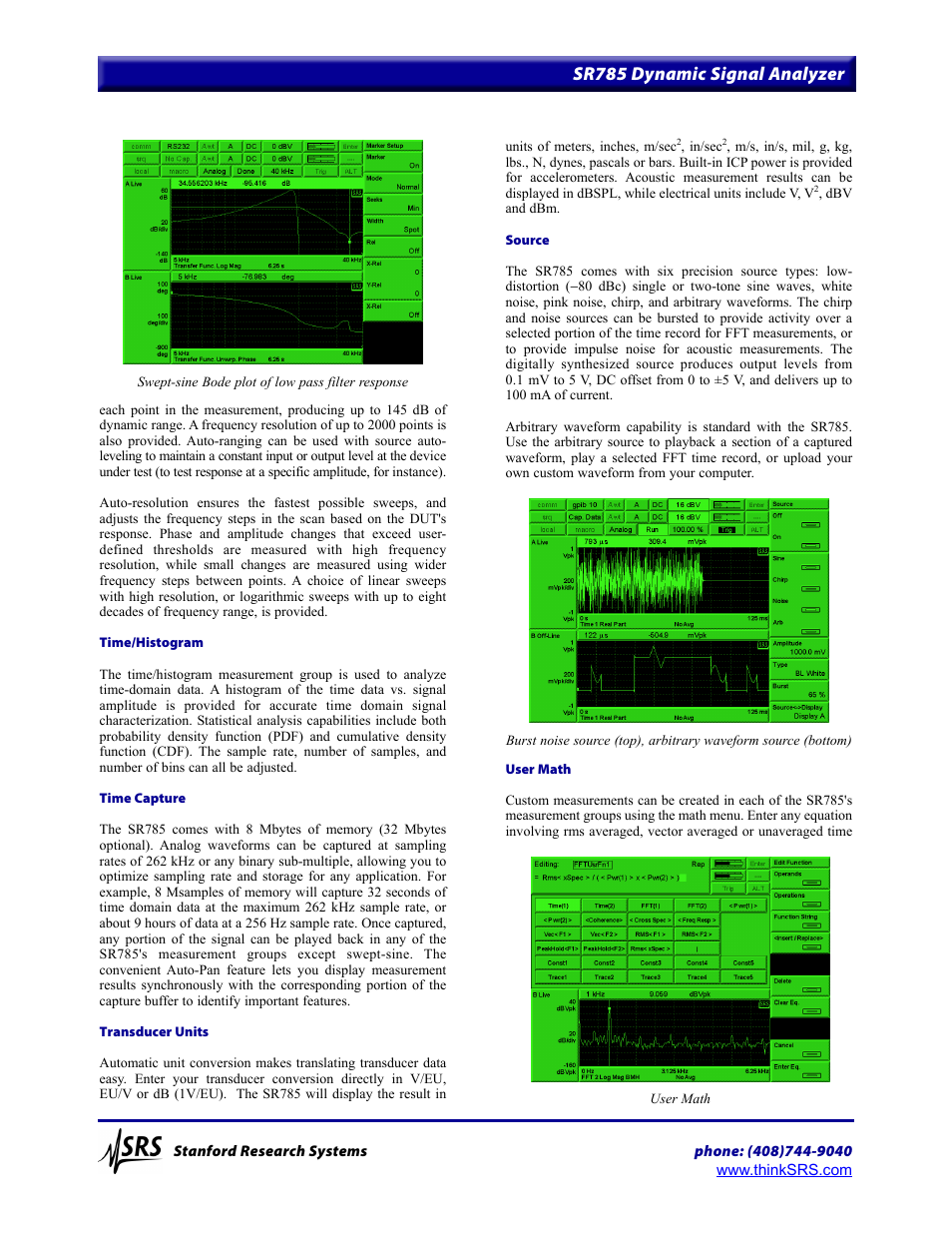 Sr785 dynamic signal analyzer | Atec Stanford-Research-Systems-SR785 User Manual | Page 3 / 7