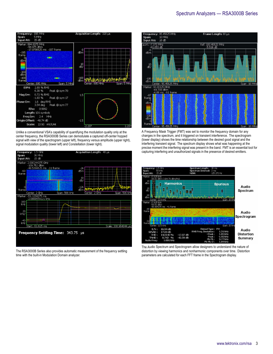 Spectrum analyzers — rsa3000b series | Atec Tektronix-RSA3000B User Manual | Page 3 / 16