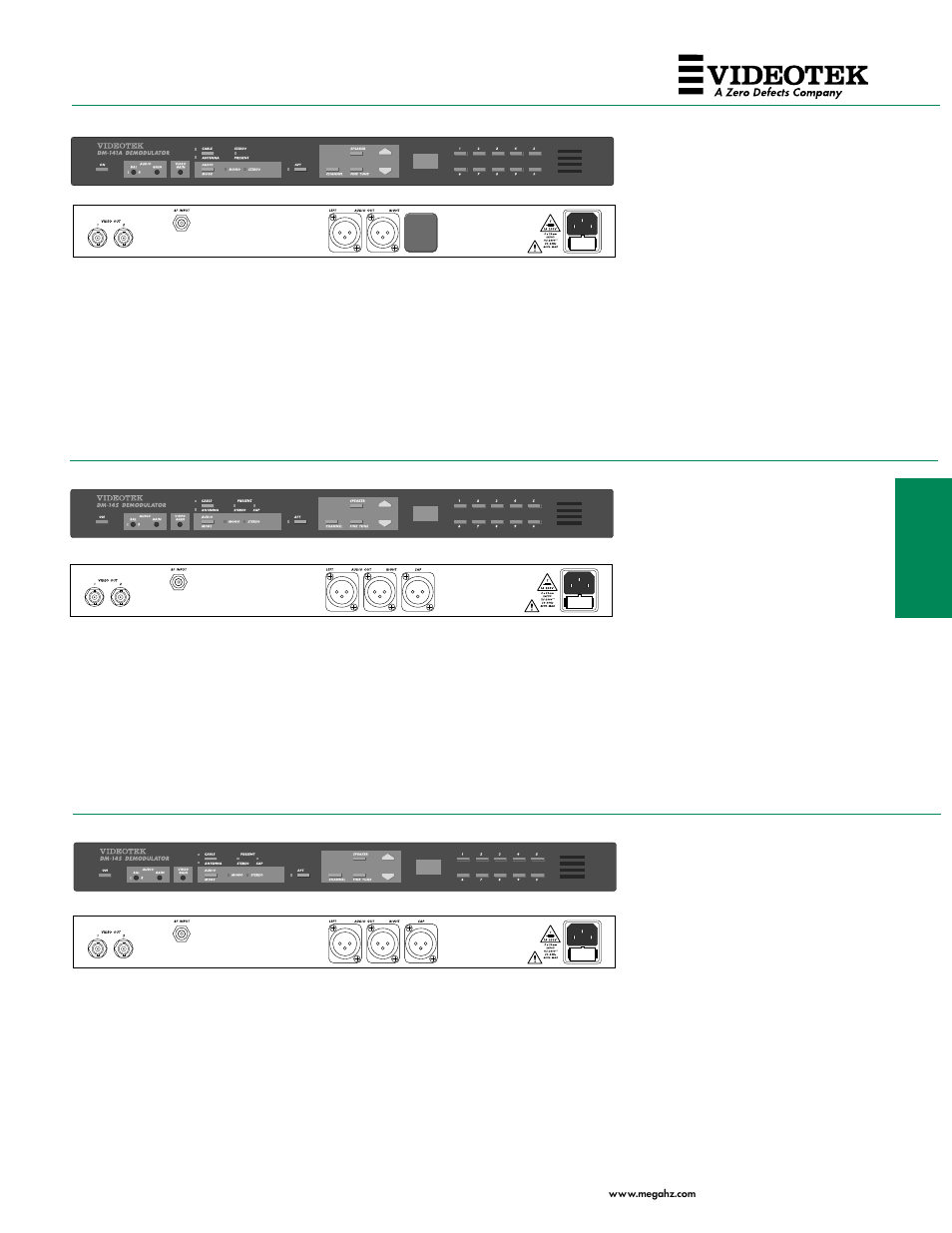 Dm-141a, Dm-145, Dm-145gcr | Eatures | Atec Videotek-DM-141A,DM-145,DM-145GCR,DM-154,DM-192 User Manual | Page 2 / 4