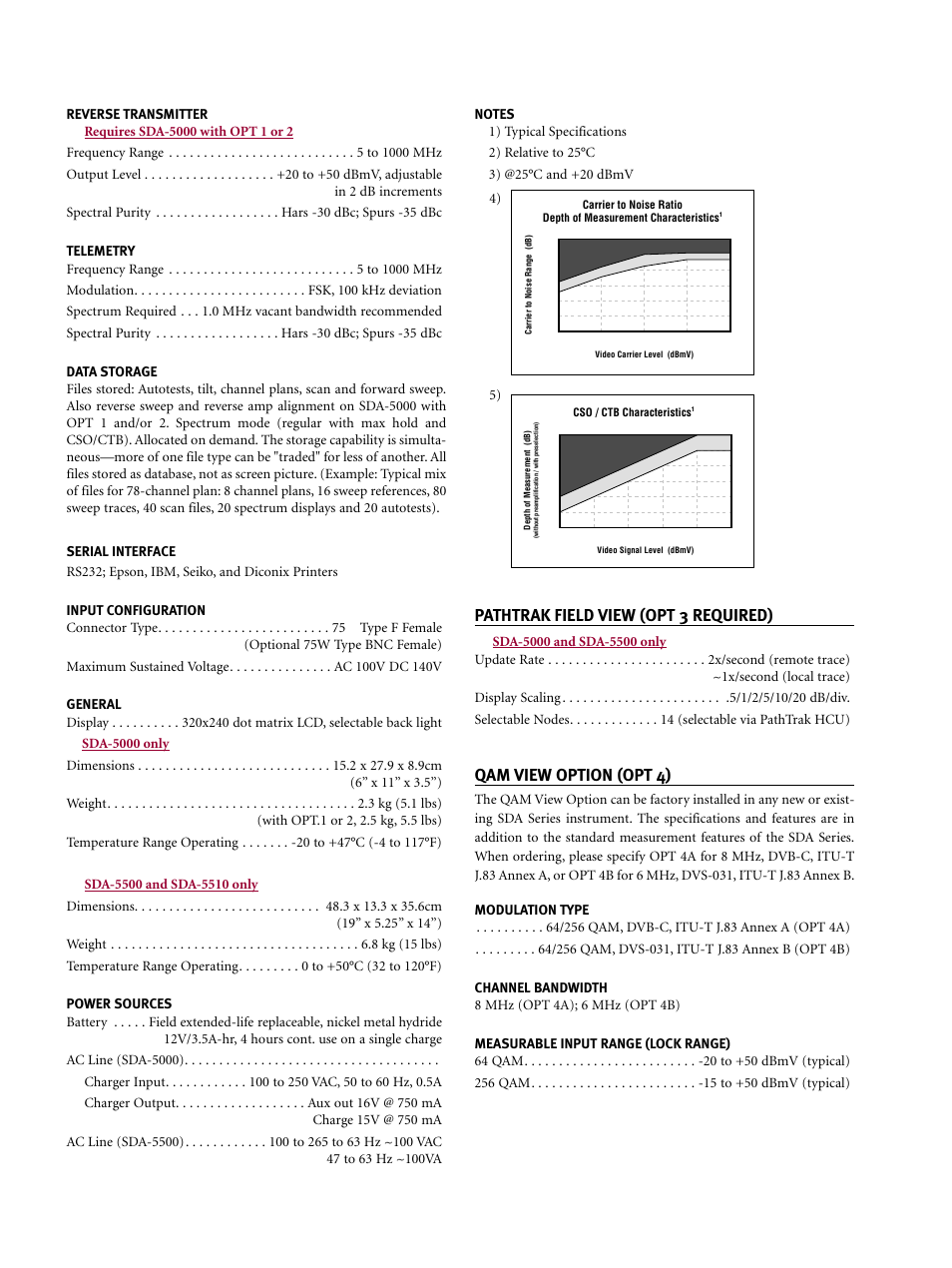 Pathtrak field view (opt 3 required), Qam view option (opt 4) | Atec Wavetek-SDA-5000-5500-5510 User Manual | Page 10 / 12