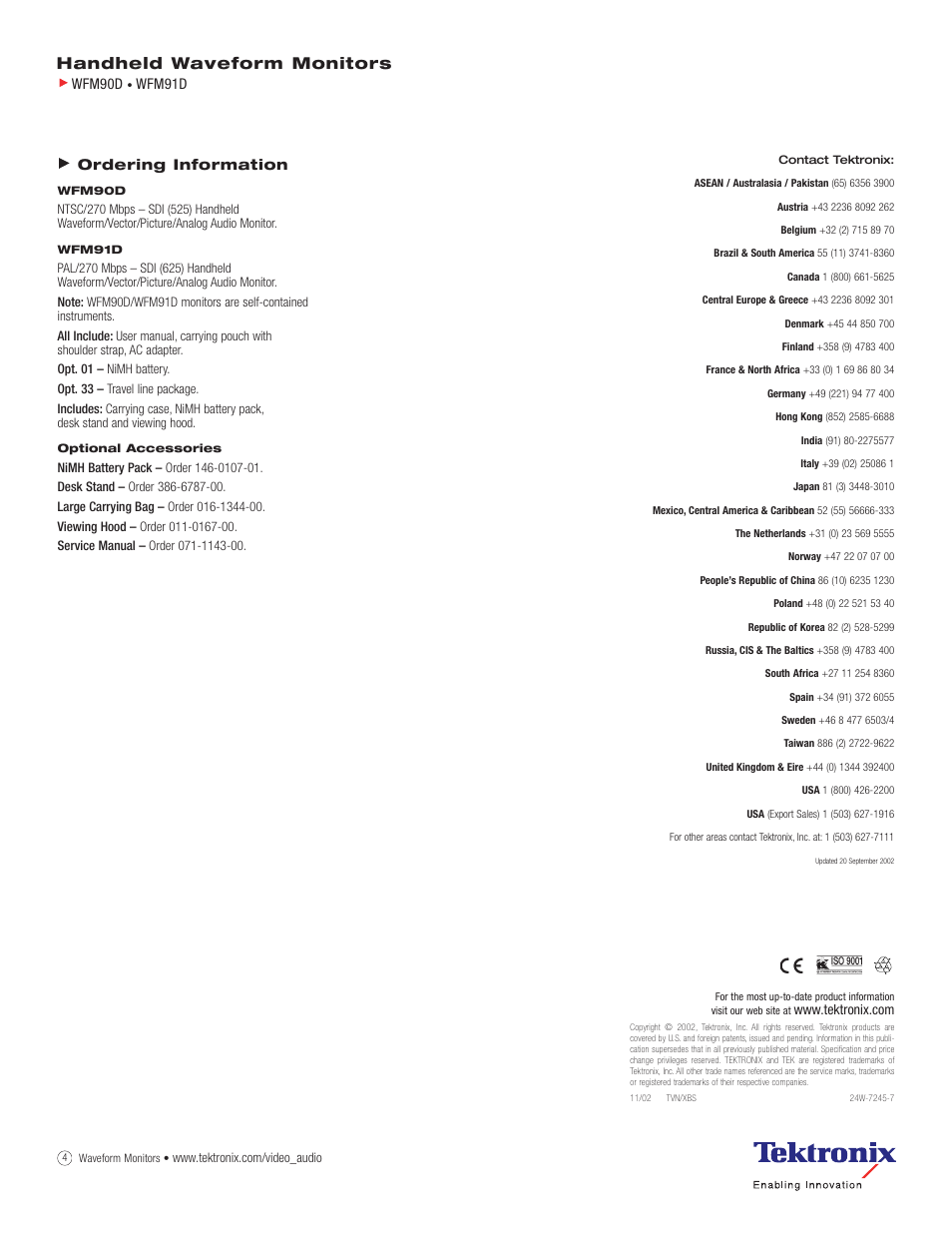 Handheld waveform monitors | Atec Tektronix-WFM90D-WFM91D User Manual | Page 4 / 4