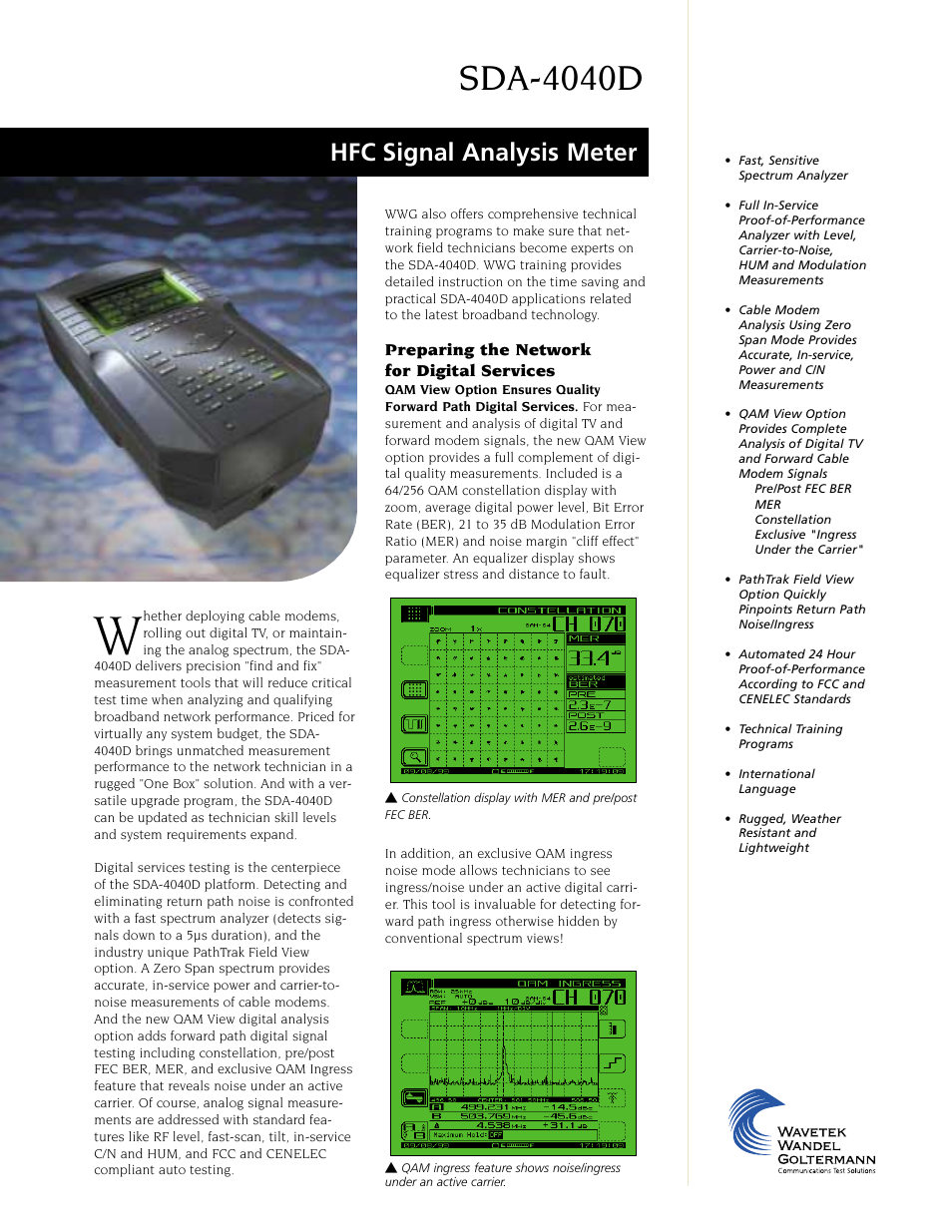 Atec Wavetek-JDSU-SDA-4040D User Manual | 8 pages